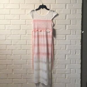 Tween Diva Chic Pink and White Maxi Girls Dress Size 12 NEW Gorgeous!!